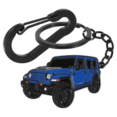 Asweir Car Key Chain Compatible with Jeep Wrangler Accessories, Stainless Steel Keychain Accessories for Decoration or Gift (blue) Cover