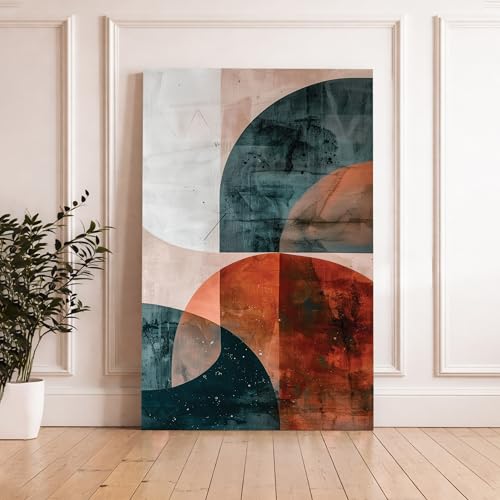 Image of Boho Abstract Stretched Canvas Painting For Living Room | Earthtone Curve Stretched Canvas Wall Art For Livingroom Home Decor, Bedroom, Hallway's, Office, Hotel - 56x86 cm