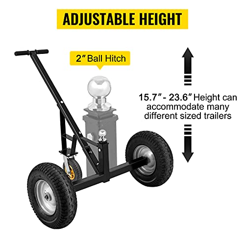 Vevor Adjustable Trailer Dolly, Trailer Dolly With 2 Inch Ball & 16'' Flat-Free Tires, 15.7''-23.6'' Adjustable Height & Universal Wheel, 800Lbs Weight Capacity, Ideal For Moving Car Rv Boat Trailer #TOP2