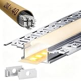 LASLUX Perfil de 40 × LED para instalación en falso techo de 2M para tiras LED de 20mm – Perfil de aluminio para instalación empotrada para falso techo, iluminación indirecta de
