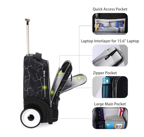 UNIKER Rolling Laptop Bag for Laptop,Wheeled Backpack for Adult,Wheeled Suitcase,Softside Trolley Bag with Laptop Compartment4