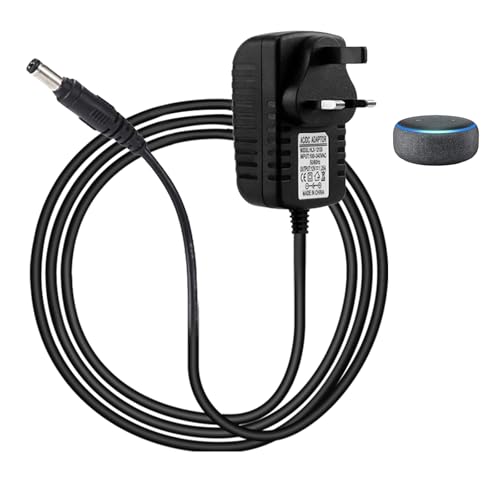 12V 1.25A Power Supply Charger – 15W Replacement Adapter for Echo Dot 1st 3rd 4th 5th Gen – 4.0 × 1.7 mm Charging Cable – Compatible with Echo Dot with Clock Kids Edition Fire TV Cube