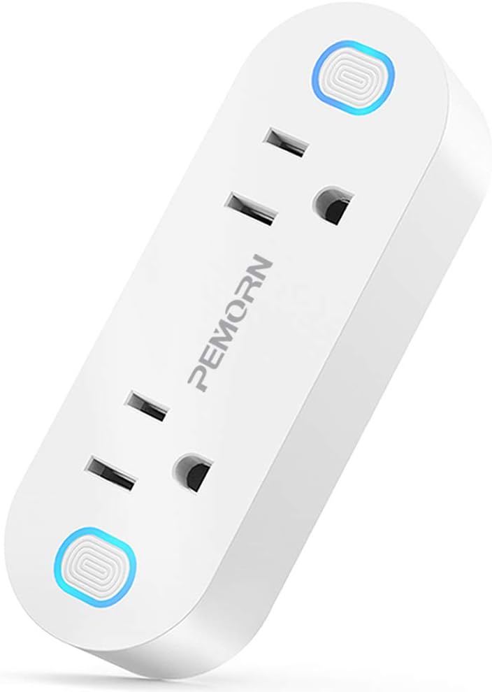 Wi-Fi Smart Plug with Wireless Remote Control, Smart Mini Outlet with Energy Monitoring of Control 2 Sockets, Works for Amazon Alexa Echo and Google Assistant