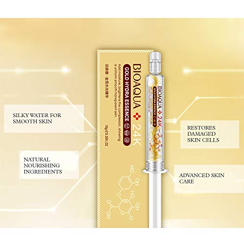 Bioaqua 24K Gold Hydra Hyaluronic Acid, Syringe Anti Ageing Skin Clarifying Face Mask Moisturizing #TOP5