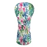 ELEQIN Golf Club Head Covers Golf Head Covers Fits Driver Funny Sleeve Waterproof Leather Headcovers Outdoor Sports Accessories Gift for Club Men Women Golfers Tropical Pink Hibiscus