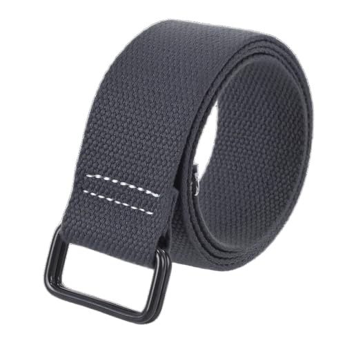 Globellapro 1Pcs 3cmx130cm Gray Canvas Webbing Belt, Canvas Belt with Square Double Ring for Men Women