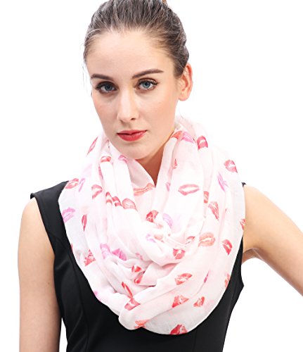 Lina & Lily Lips Print Women's Infinity Scarf Lightweight