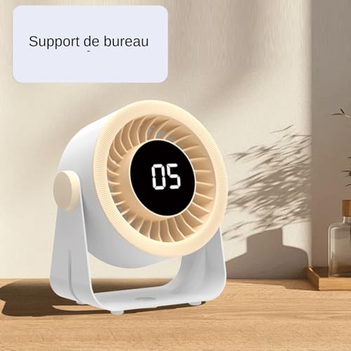 Ventilateur de table portable 5 vitesses et affichage LED orientable 360° - 7