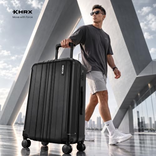 Image of HRX Force 2-Piece Luggage Set (Cabin + Medium) Charcoal Grey Polycarbonate Hard Shell Suitcase Set - Premium Travel Trolley Bags with 8 Spinner Wheels, Number Lock & Water Resistant Body