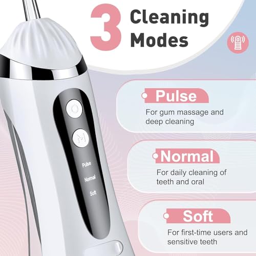 Image of Oral Irrigator Water Flosser | 3 Modes, 4 Jets and 200ml Water Tank Capacity | Rechargeable and IPX7 Waterproof Cordless Design for Teeth Cleaning