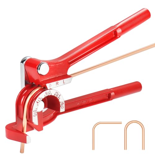 Dobladora de tubos - Dobladora de tubos 3 en 1 de 180 grados adecuada para doblar tubos de cobre de 1/4 pulgadas, 5/16 pulgadas, 3/8 pulgadas OD de cobre, latón, aluminio y tubos de acero finos, color