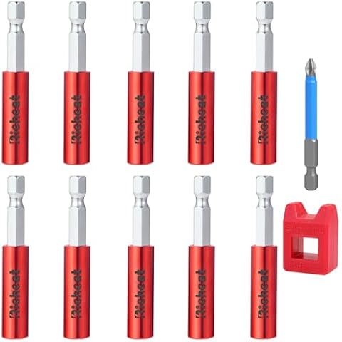 Richcat 10PCS Strong Magnetic Extension Socket Drill Bit Holder 1/4" Hex Power Tools,Strong Magnetic Extension Bit Holder,Hex Shank S2 Steel Magnetic,Screwdriver Extension（Big Upgrade） Cover
