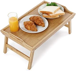 HYNAWIN Bamboo Bed Serving Tray Table Big Size with 19.69in Long Tray