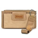 Montana West X Wrangler Western-Geldbörse für Damen, Kartenetuis und Geldorganizer, Handgelenktasche mit Reißverschlusstasche, 1-hellbraun