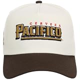 Pacifico Beer 2-Tone A-Frame Adjustable Snapback Cap (Cream/Brown, One Size) | 100% Cotton Outdoor Sports Baseball Cap for Men and Women | Beer Inspired Apparel