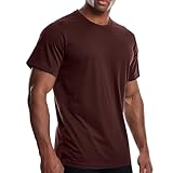 Men's Cooling Workout Shirts Bamboo Viscose Anti Odor Moisture Wicking Athletic Short Sleeve Lightweight Loose Gym Tee Brown 3XL