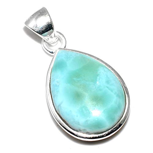 Silver Palace Pendentif en Argent Sterling Fait à la Main et Naturel en larimar pour Femmes et Filles