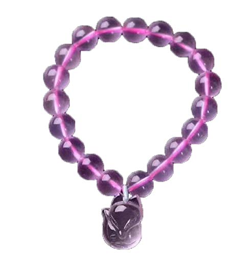 Bracelet renard quartz rose orné de perles en cristal d'exception