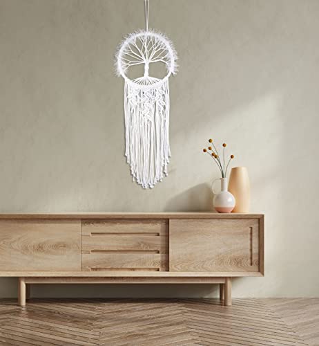 Royava Tree Of Life Dream Catcher, Macrame Wall Hanging Boho Large, Macrame Dream Catcher With Macrame Leaves, Wedding Nursery Decor Home Decor Boho Decor #TOP4