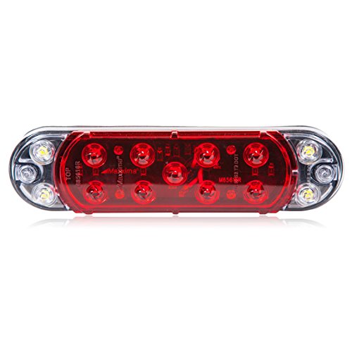 Maxxima M85616R Red/White Hybrid LightningS LED Oval Stop/Tail/Rear Turn and Back-Up LED Light