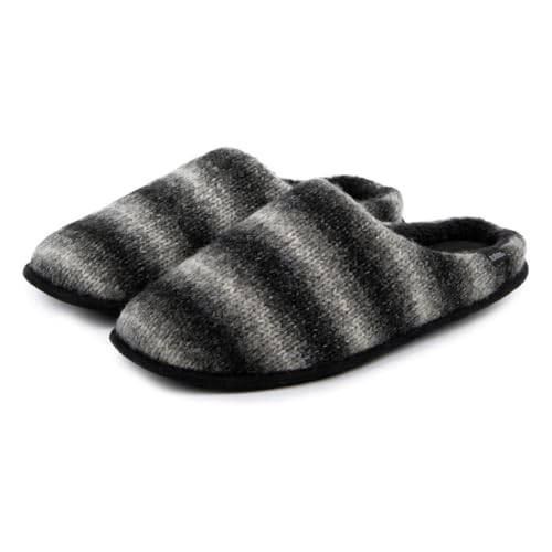 Image of totes® toasties® Mens Knitted Ombre Mule Slipper, Classic Knitted Mule Design with Grey and Black Ombre Effect, Warm & Cosy Lining, Memory Foam for Comfort & Support, Durable Sole, Grey, S
