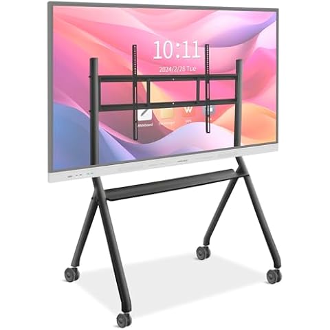 PWR4GTR Interactive Whiteboard Portable Stand for 55"-86" Smart Board, Four Lockable Wheels, Sleek Design for The Modern Office or Classroom Cover