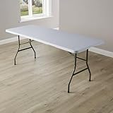 Home Source 6ft (180cm) Folding Trestle with Carry Handle, White, Heavy Duty Rectangle Table for Camping, Catering, BBQ, Picnic, Party, Wedding