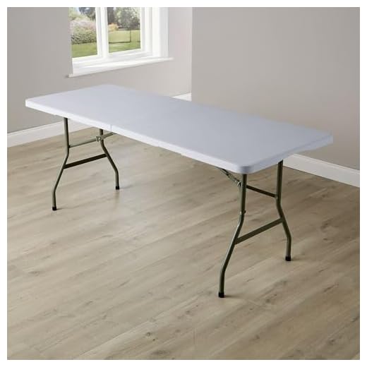 Home Source 6ft (180cm) Folding Trestle with Carry Handle, White, Heavy Duty Rectangle Table for Camping, Catering, BBQ, Picnic, Party, Wedding