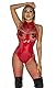SEAUR Jumpsuit Damen Eng Wetlook Pu Leder Party Katzenkostüm Nachtwäsche Aushöhlen Bodycon Dance Glossy Tights Bühnenkostüm Turnanzug Leotards Rot