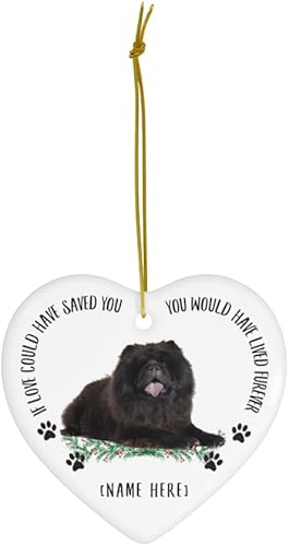 Miniatura 2 de Chow Chow Chow - Regalos para perro negro, adornos para árbol de Navidad 2024, corazón de cerámica con texto en inglés "If Love Could Have Saved You"