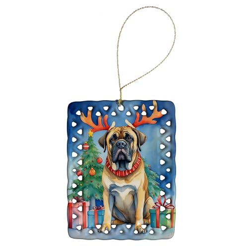 Caroline's Treasures Mastiff Dogs Porcelain Hanging Christmas Ornament