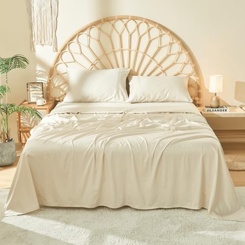 DOZ 100% Long Staple Cotton Sheet Sets, Soft Sateen Weave Cotton, Smooth, Breathable, Cooling Sheets, Hotel Comfort, Durable and Last for Years, 1 Flat Sheet Only (Fog, Full/Queen)