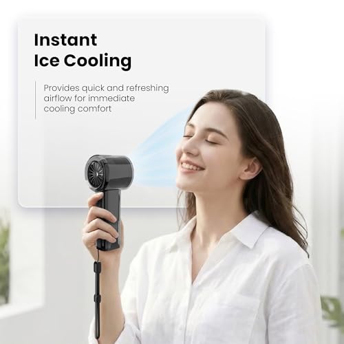 Image of Zebronics Heat Buster 250 Portable Hand Fan, 9000 RPM Speed, Upto 6 Hours Backup, 100 Speed Modes, 3000mAh Battery, LED Display, Battery Indicator, Type-C Charging, Lightweight Design (Black)