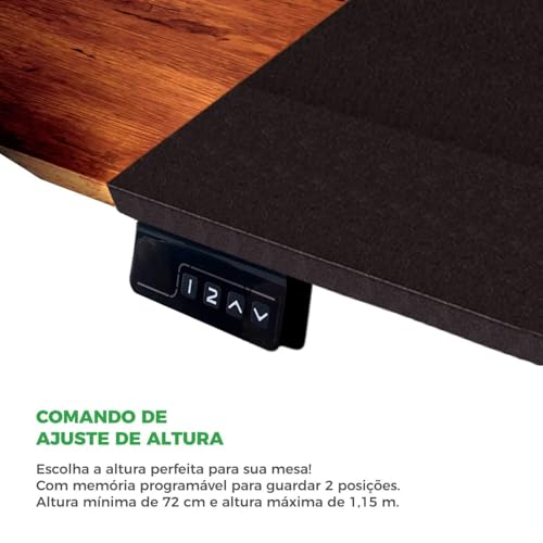 Mesa Elétrica Ergométrica com Regulagem de Altura, Preta e Marrom, Mixtou