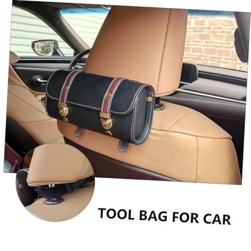 Alforja lateral para motocicleta de cuero con gran capacidad, bolsa para herramientas para manillar y asiento trasero, almacenamiento para motos cruiser y bicicletas miniatura 7
