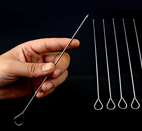 Honshen 8 Inch Stainless Steel Skewers,Roast Goose Needle Barbecue Skewers, Bbq Skewers, Shish Kebab Kabob Skewers 12 Pcs #TOP1