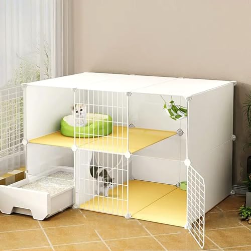 Cage transparente pour chat et chatons avec bac à litière blanc 44cm