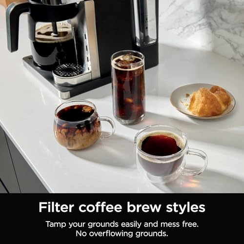 Ninja Prestige 2-in-1 Filter Coffee and Pod Capsule Machine with Built-in Milk Frother, Make Lattes, Iced Coffee and Flat Whites, Black CFN802UK
