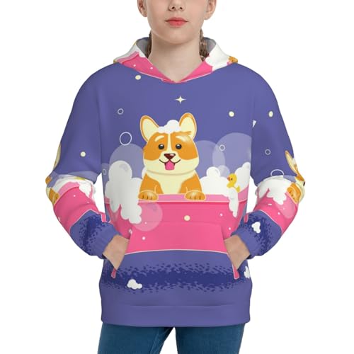 Dog Washes in a Pink Bath Kid Hoodies Boys Sweatshirts Girls Pullover with Pocket - Main Image