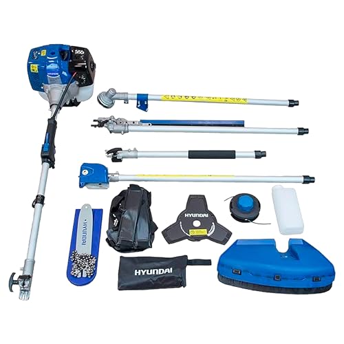 Hyundai HY-HYMT43 Kit débroussailleuse Multifonction 4 en 1, Puissance maximale 1,5 KW, cylindrée 42,7 CC, Bleu