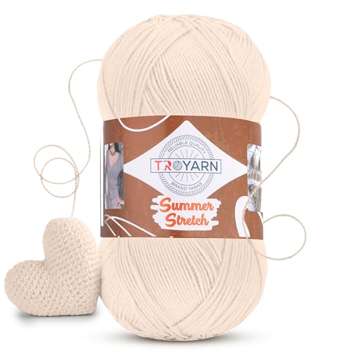 Troyarn Summer Stretch Acrylic Yarn, 1 Skein, Cream