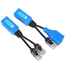 2pcs Splitter RJ45 Combiner POE Adapter Connectors Power Cable Kit, Works with IP Security Cameras, Access Points, 30-40m
