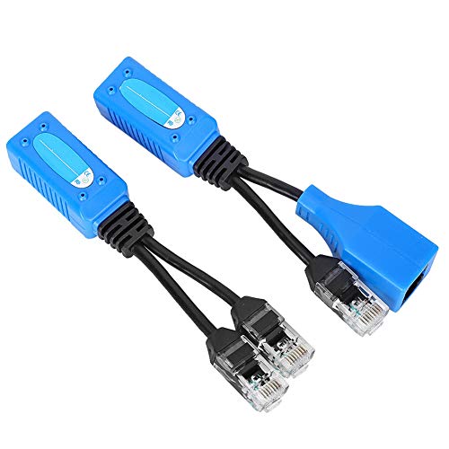 Yechiry Kit de Adaptador Divisor PoE RJ45 para Cámaras IP, 2 Conectores de Cable Divisor PoE para Fuente de Alimentación de 5 V/12 V/24/48, Rango de 100 a 130 Pies para Cámaras de Seguridad