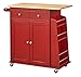 Target Marketing Systems Sonoma Collection Two-Toned Rolling Kitchen Cart with Drawer, Cabinet, and Spice Rack, Red/Natural