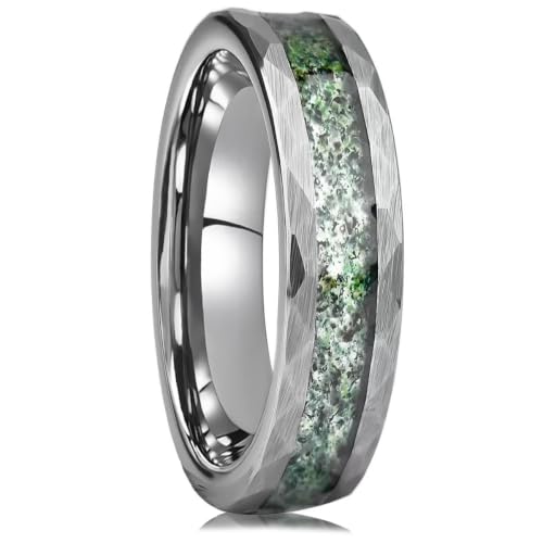 8mm/6mm/4mm Silver Tungsten Rings for Men Women Hammered Mens Wedding Bands