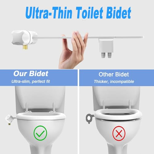 Bellearly Bidet Attachment For Toilet, Ultra-Slim Non-Electric, Self Clean Bidet Sprayer, Adjustable Water Pressure, Dual Nozzle For Feminine/Posterior Wash thumb #2