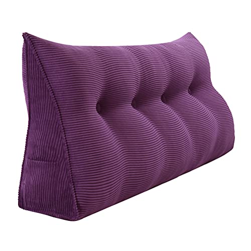 Homecozy Wedge Large Headboard Pillow, Adult Backrest Cushion Support For Sitting Up In Bed, Ergonomics Body Positioning Reading Pillow With Washable Corduroy Cover 54In Purple Full #TOP7