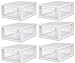 Sterilite 23608006 Medium Modular Drawer, White Frame with Clear Drawers, 6-Pack