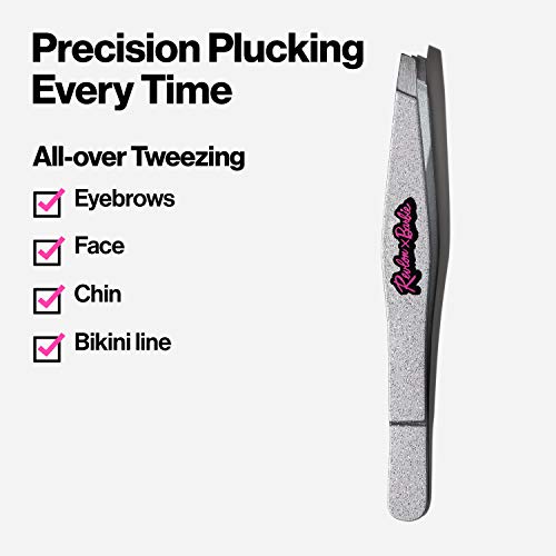 Revlon X Barbie Slant Tip Tweezer, Stainless Steel Hair Removal Makeup Tool (Packaging May Vary) #TOP2