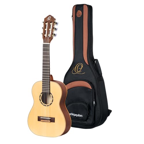 Ortega Guitars Konzert Gitarre Linkshänder – 1/4 – Family Series – Inklusive Gig Bag – Fichte, Mahagoni, Natur (R121-1/4-L)